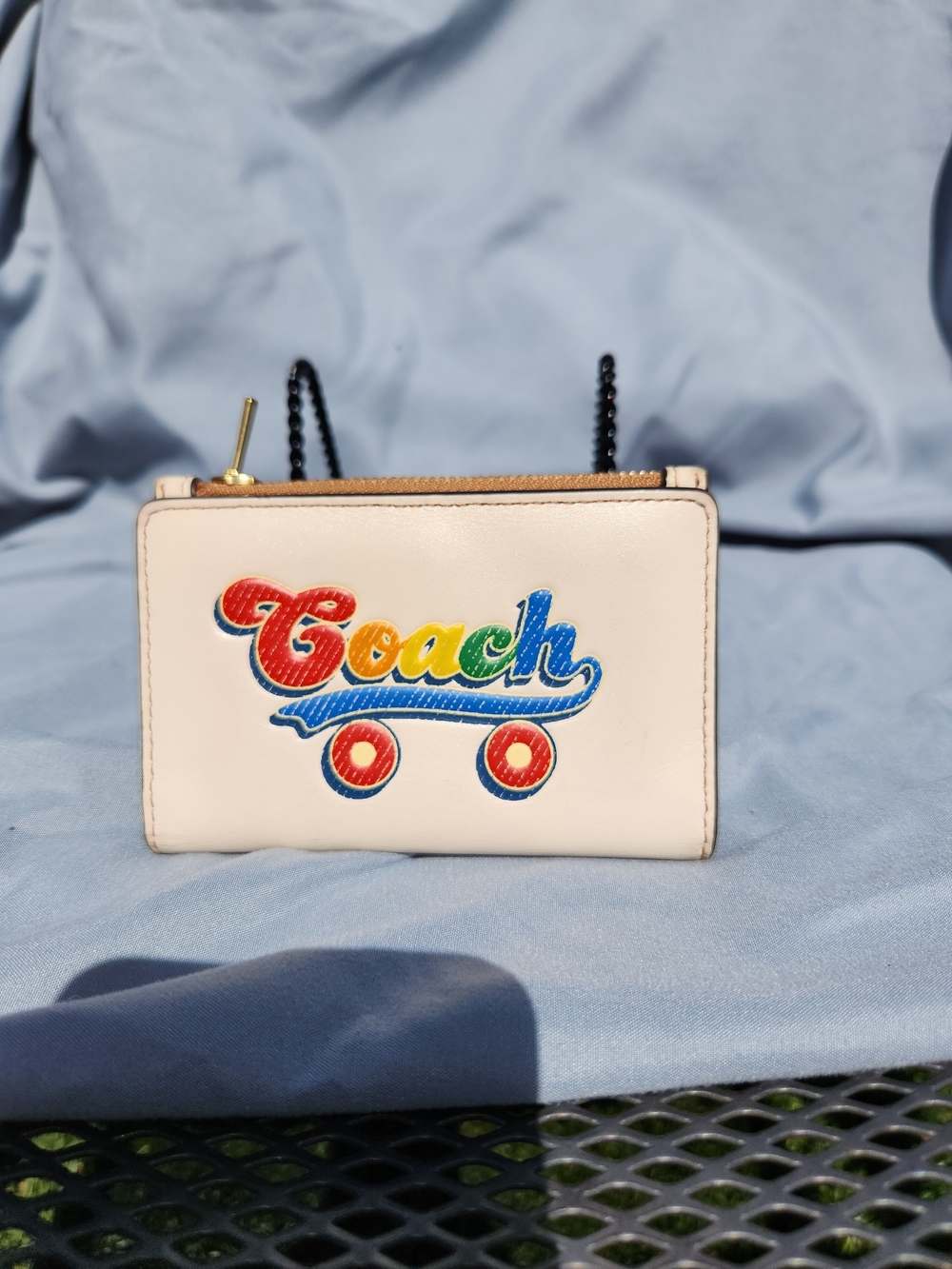 Coach Pride Leather Card Case with Rainbow Rollerskate Logo